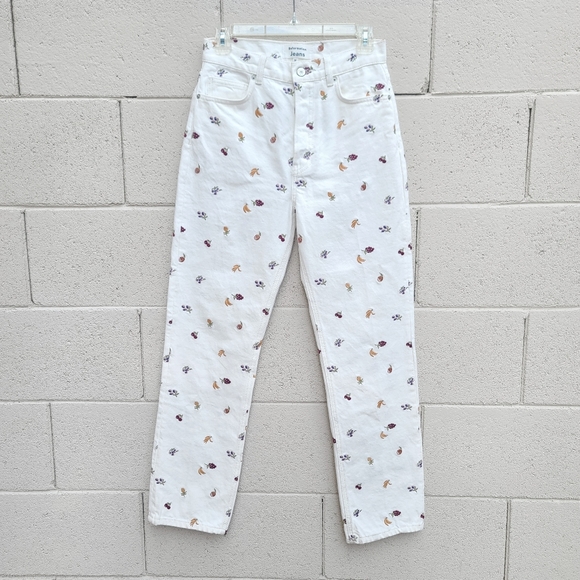 Reformation | Cynthia Fruitloops Embroidered Fruit Jeans Vintage White Size 26 - Picture 2 of 13